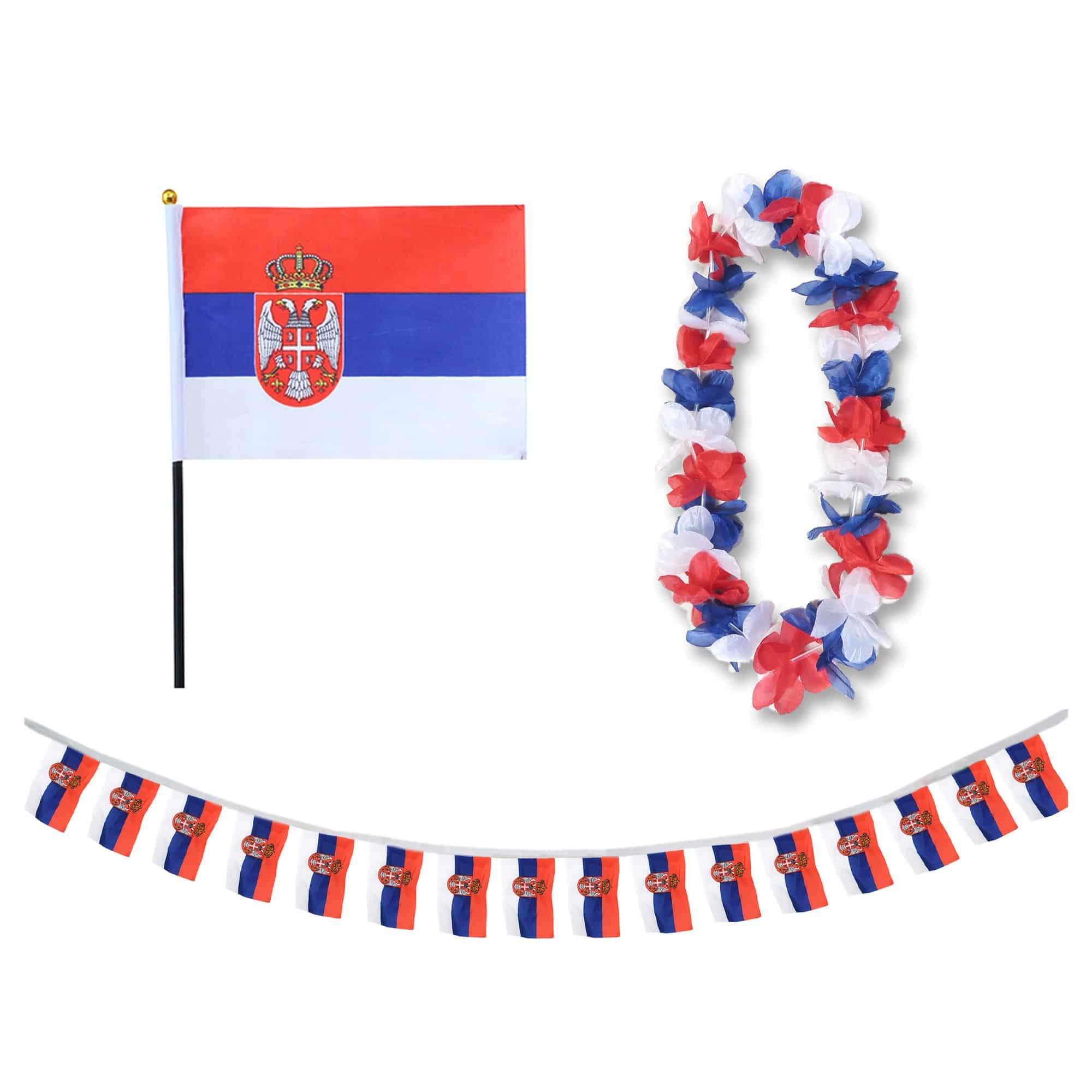 FANSET EM Fußball "Serbien" Serbia Girlande Mini Hand Flagge Hawaiikette