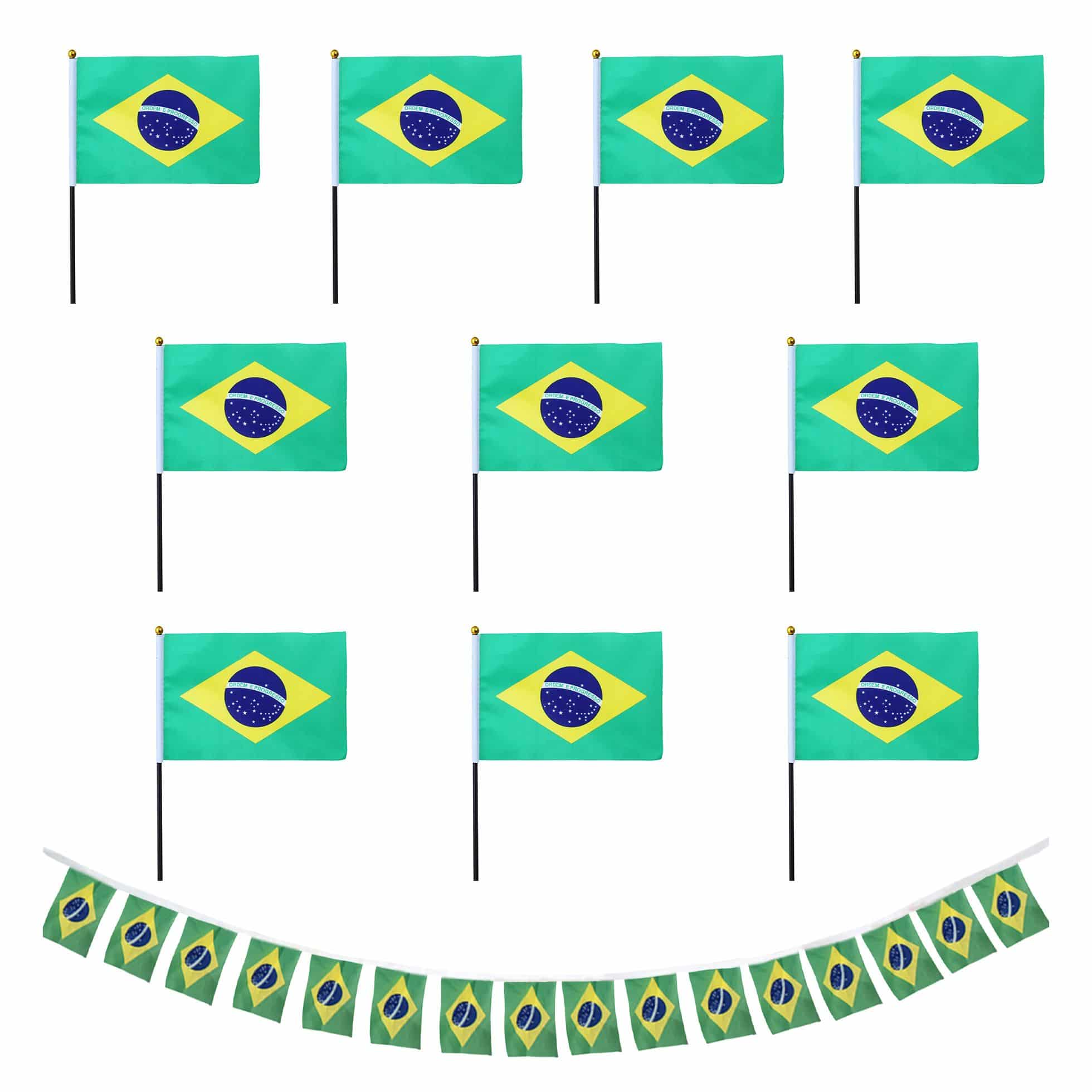 FANSET EM Fußball "Brasilian" Brazil Girlande 10x Handflaggen