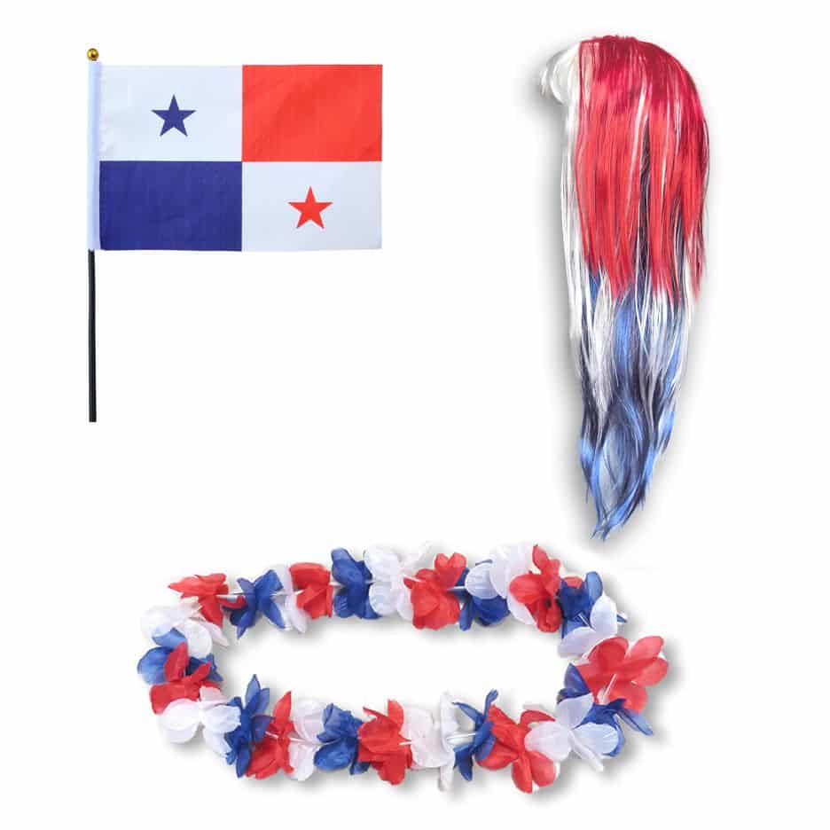 Fanset "Panama" Blumenkette Fahne Flagge Perücke Langhaar