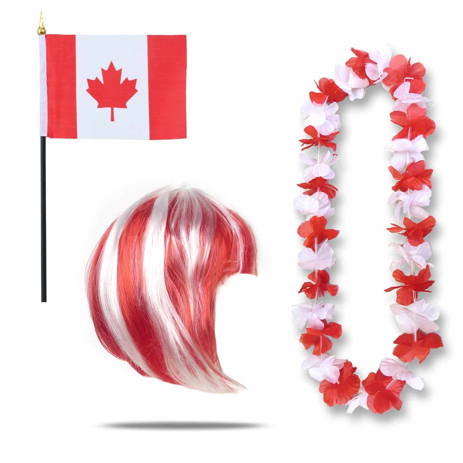Fanset "Kanada" Canada Blumenkette Fahne Flagge Perücke Bob