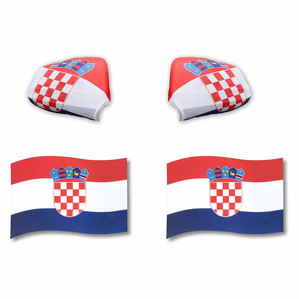 Auto Fan Set Kroatien – Außenspiegelfahnen & 3D Magnetfahnen (4-teilig)
