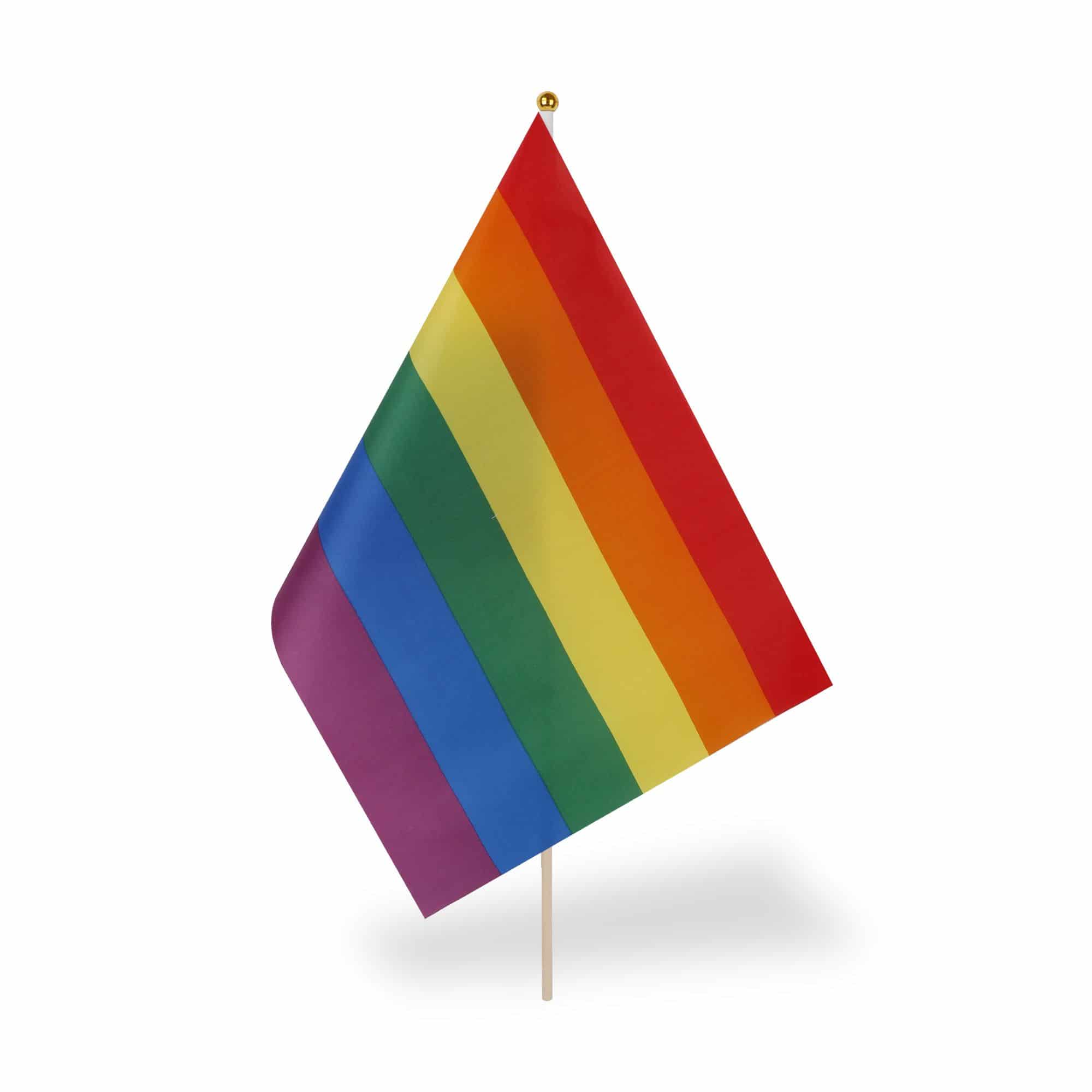 10er Set Fahne Flagge Winkfahne "Regenbogen" Rainbow Handfahne EM WM
