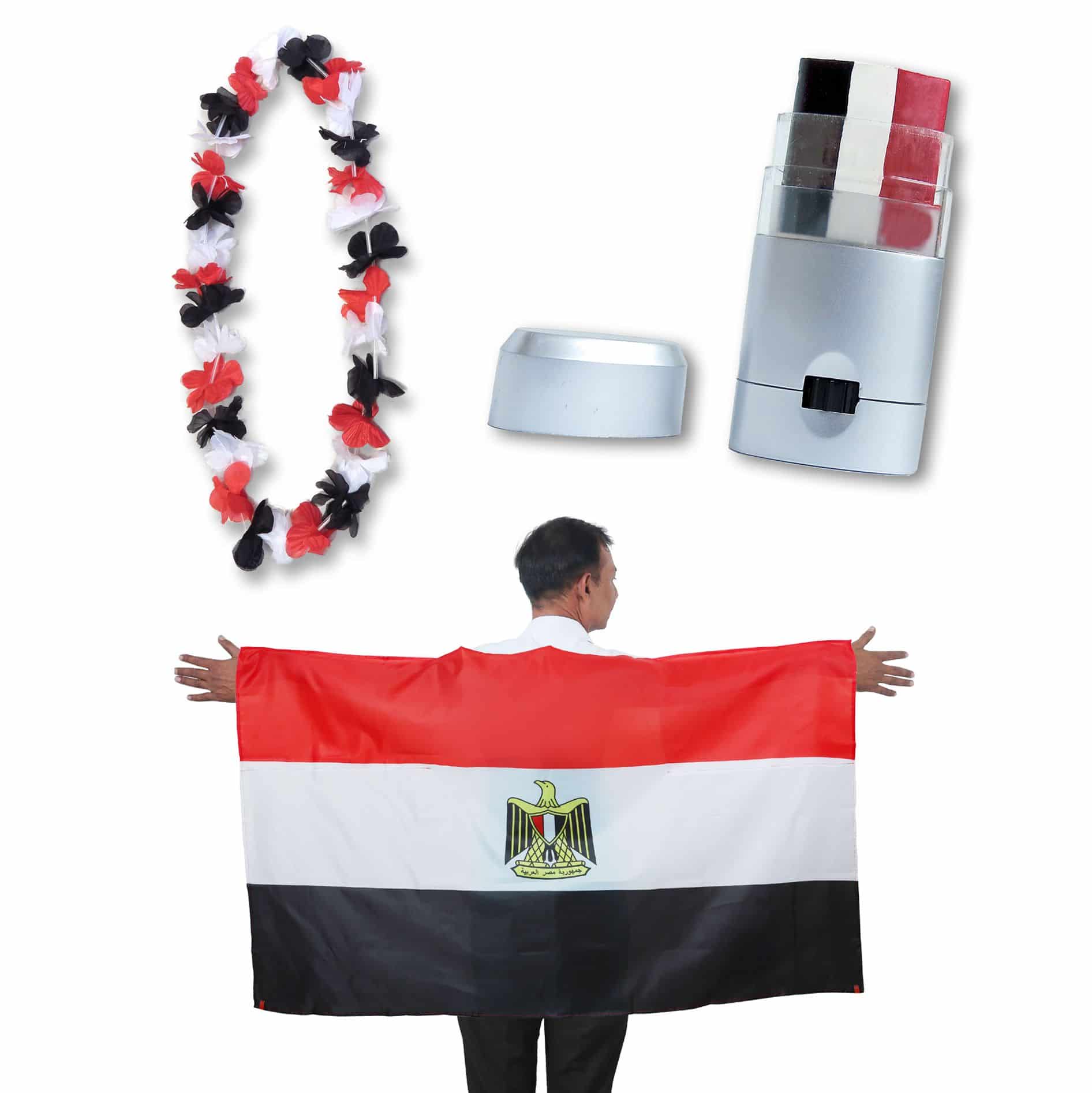 Fan-Paket EM "Ägypten" Aegypten Fanset Fußball Hawaiikette Schminkstift Poncho