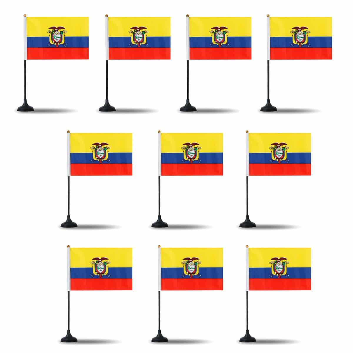 Mini Handfahnen mit Tischständer Fuß 10 Stück Set "Equador" EM WM Flaggen Fanartikel