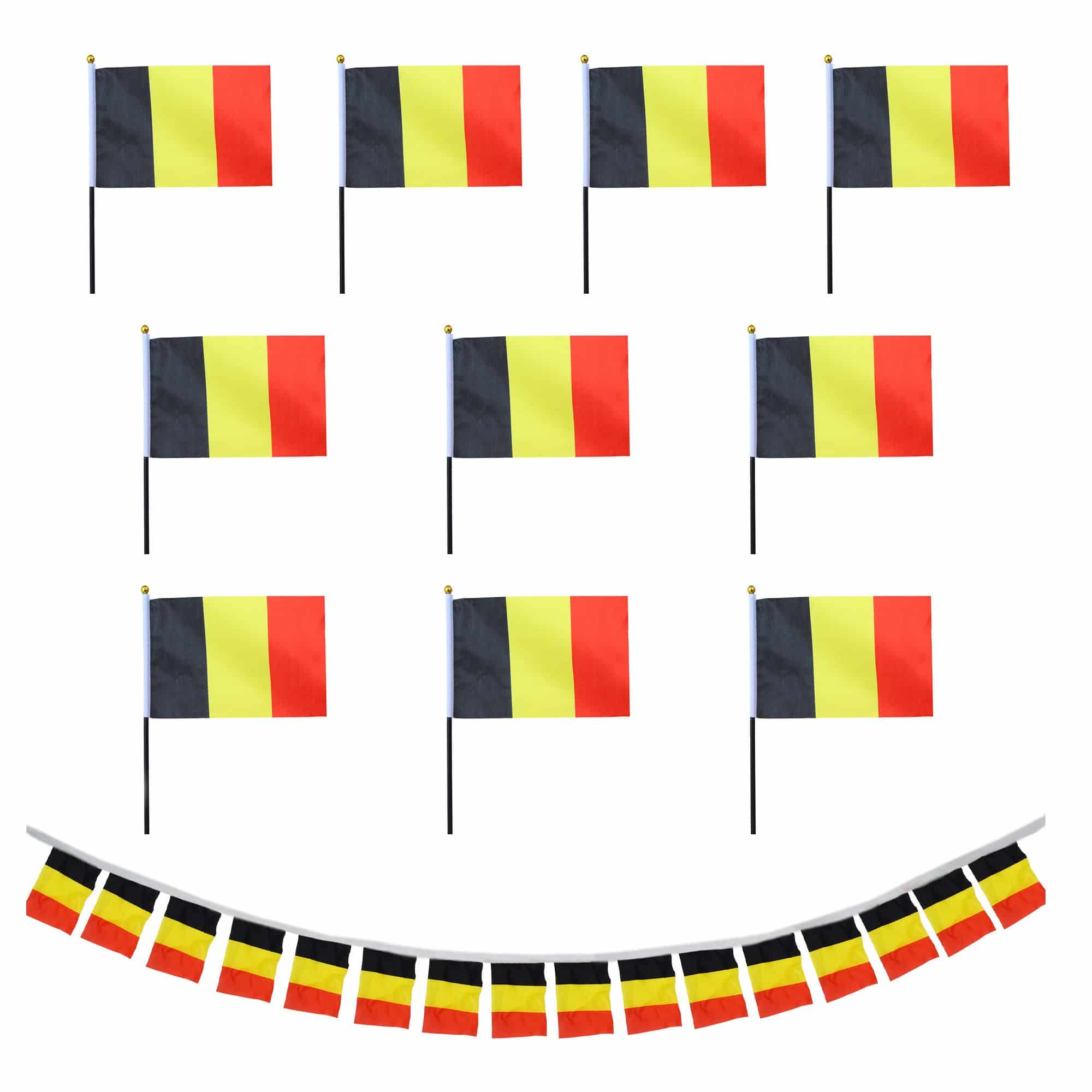 FANSET EM Fußball "Belgien" Belgium Girlande 10x Handflaggen