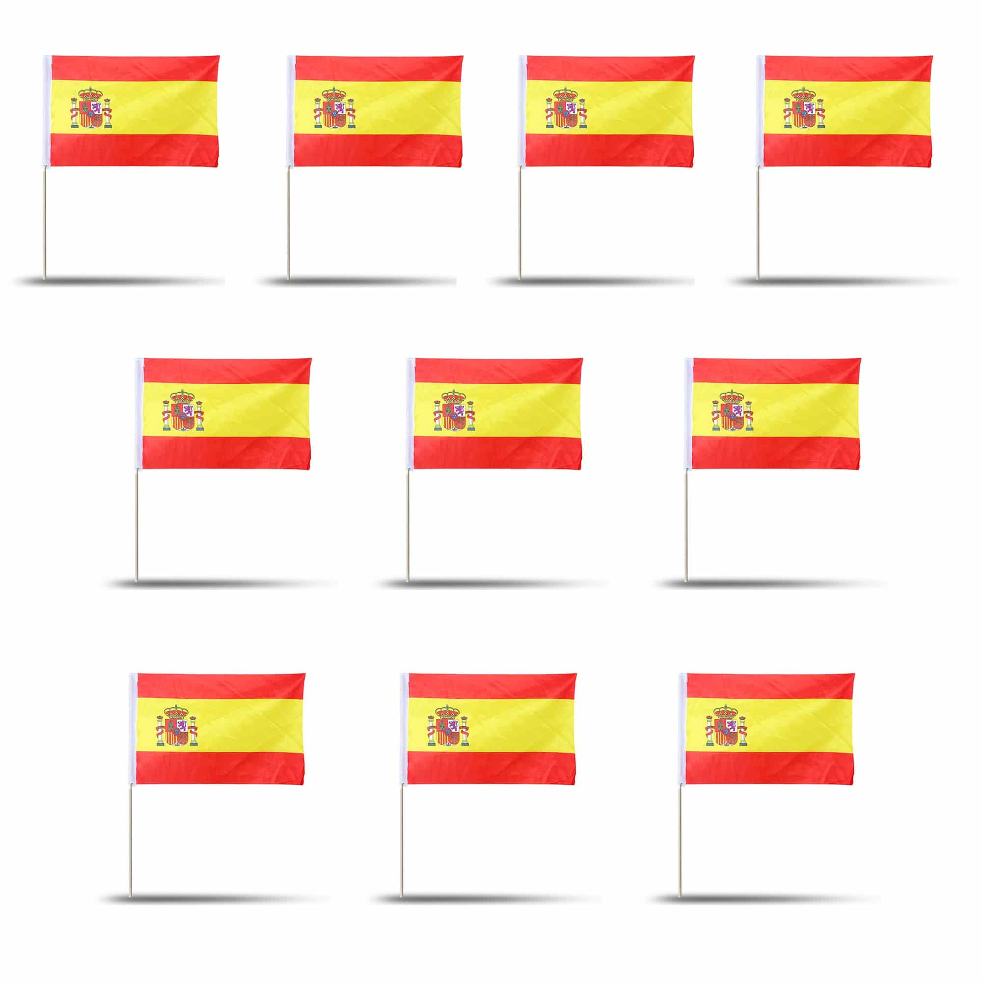 10er Set Fahne Flagge Winkfahne "Spanien" Spain Espana Handfahne EM WM